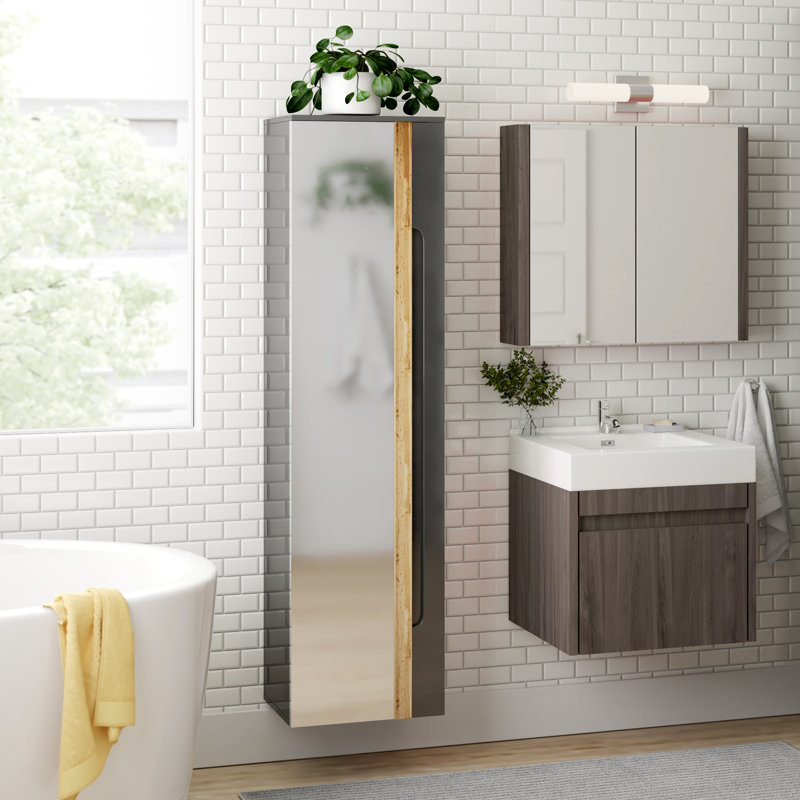 Zipcode Design 45 x 170 cm Verspiegelter Wäscheschrank Carmela